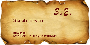 Stroh Ervin névjegykártya